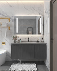 Wekesa Modern Wall Mount Bathroom Vanity & LED Mirror Cabinet Set - Northern Interiors