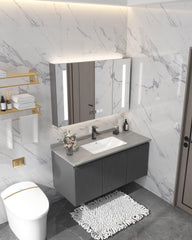 Wekesa Modern Wall Mount Bathroom Vanity & LED Mirror Cabinet Set - Northern Interiors