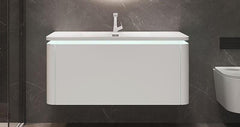 WHITE ICE II Luxury Wall Mount Bathroom Vanity & LED Mirror Set - Northern Interiors