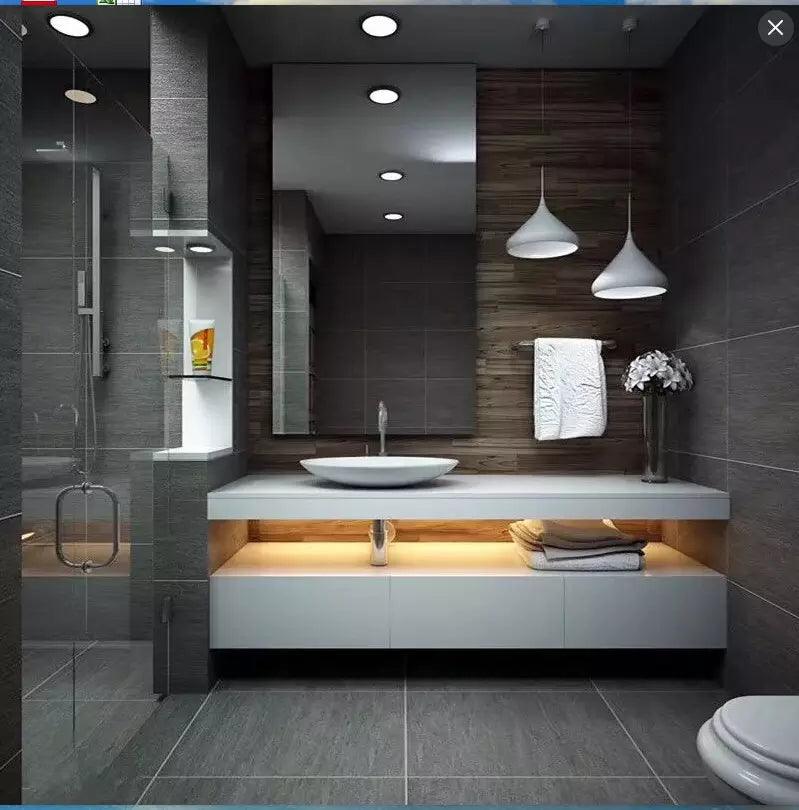 White Luxury Wall Mount Bathroom Vanity & Mirror Set - Northern Interiors