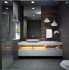 White Luxury Wall Mount Bathroom Vanity & Mirror Set - Northern Interiors