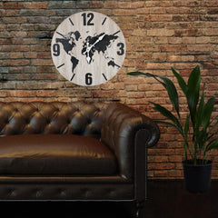 World Map Round Wall Clock - Northern Interiors