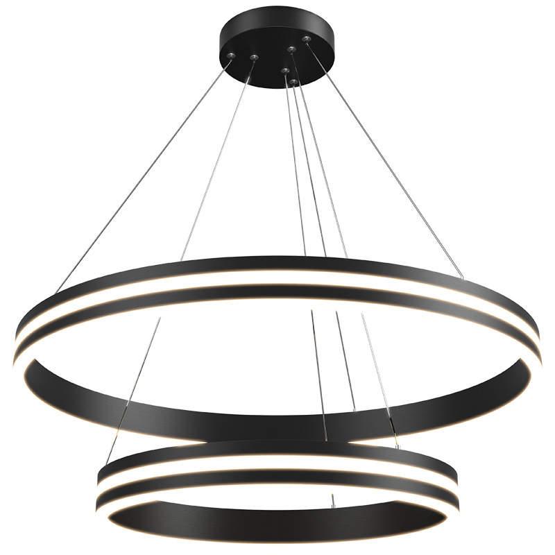 Double Black Modern Luxury 2 Ring LED Pendant Light - Northern Interiors