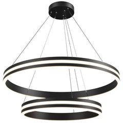 Double Black Modern Luxury 2 Ring LED Pendant Light - Northern Interiors