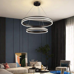 Double Black Modern Luxury 2 Ring LED Pendant Light - Northern Interiors