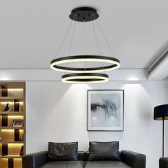 Modern Luxury Black 2 Ring LED Pendant Light - Northern Interiors