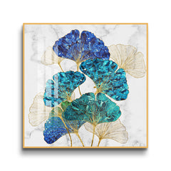 Nordic Green Leaves Small Crystal Porcelain Framed Wall Art