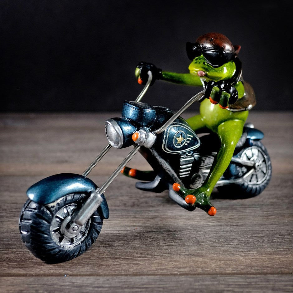 FROG ON CHOPPER Figurine Decoration