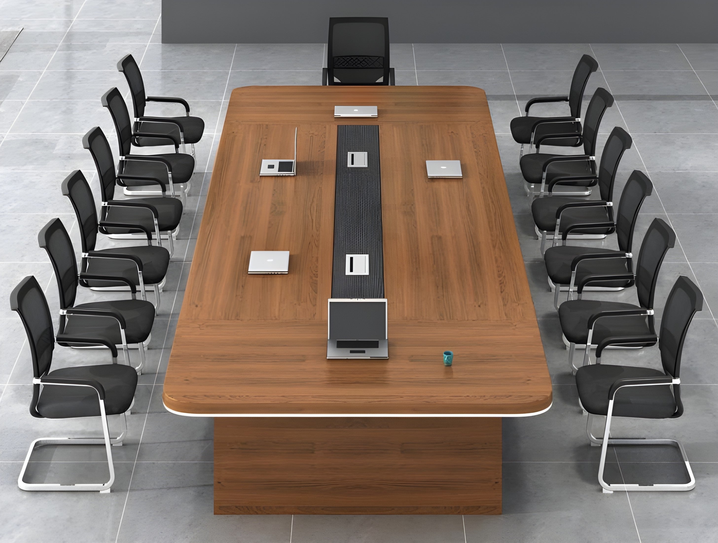 Large Executive Modern Boardroom Table Set with Storage
