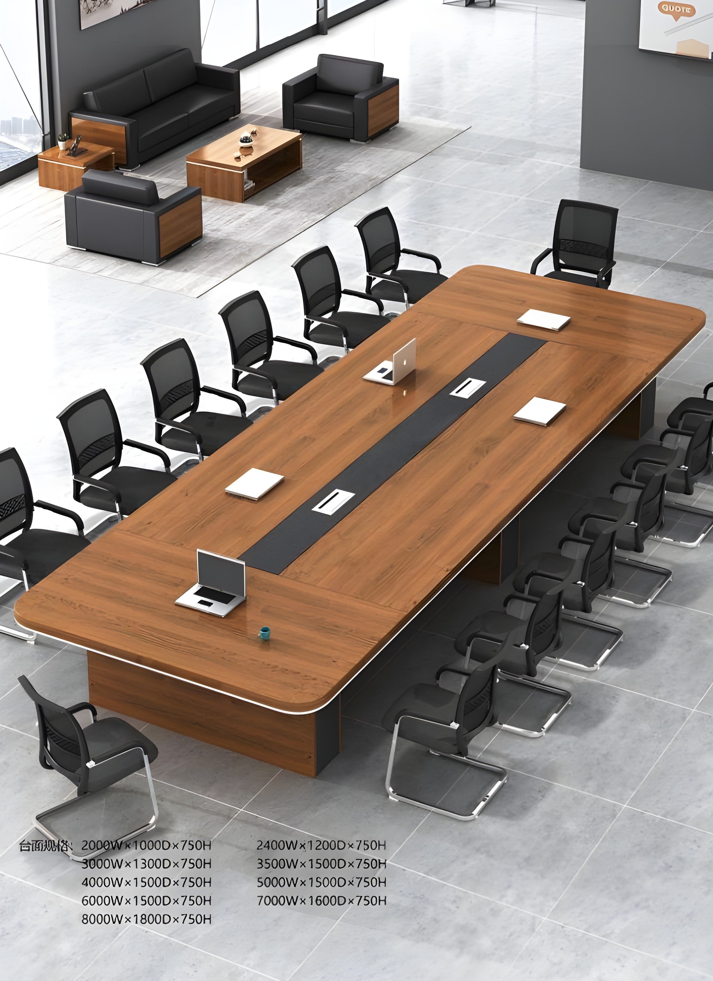Large Executive Modern Boardroom Table Set with Storage