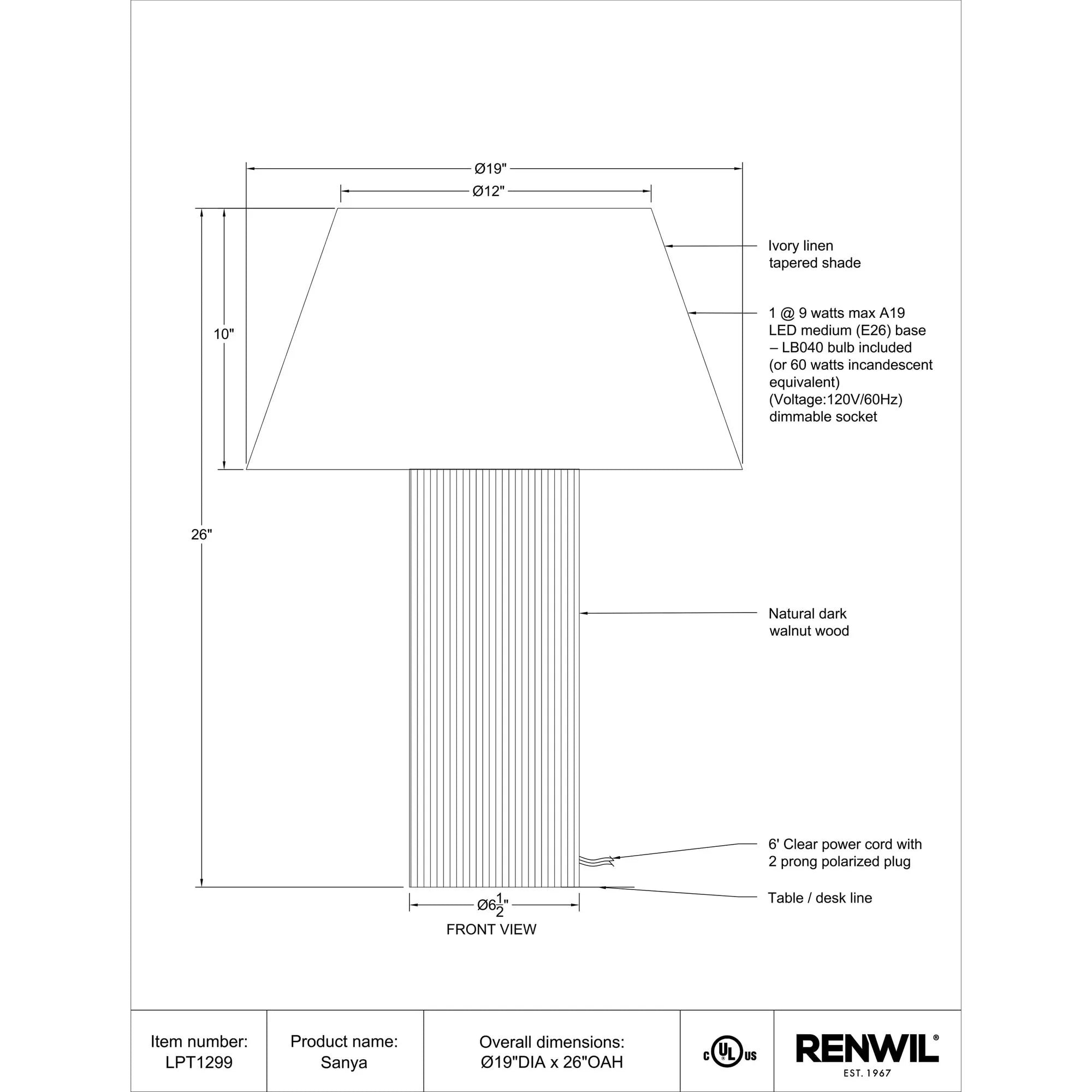 Sanya Table Lamp