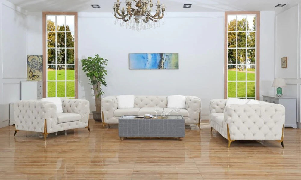 Manchester Tufted Velvet Sofa Set