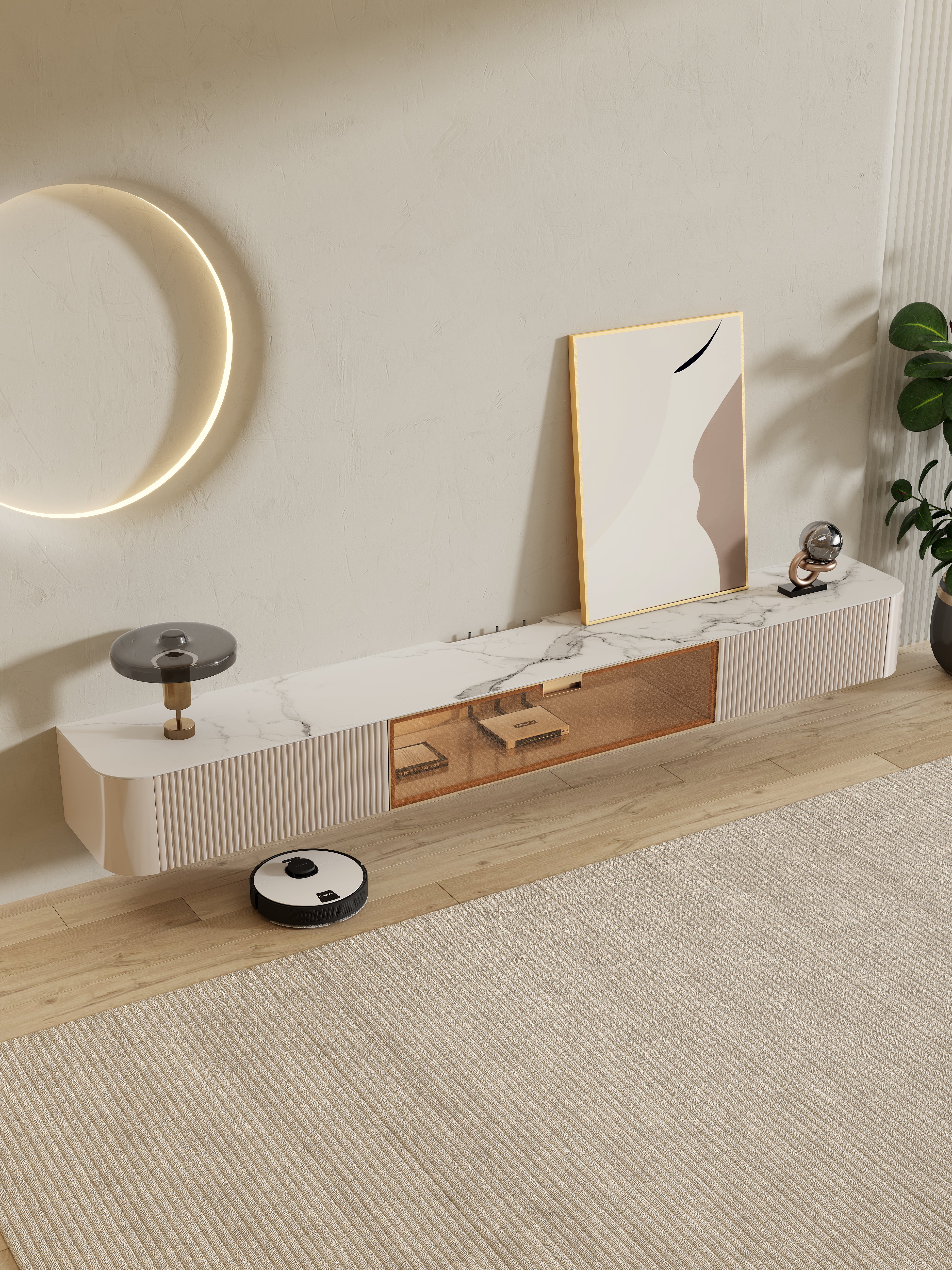 LuxeVision Luxury Wall Mount TV Cabinet and Coffee Table Set