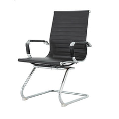 Black Low Back Stationary Leather Office Chair