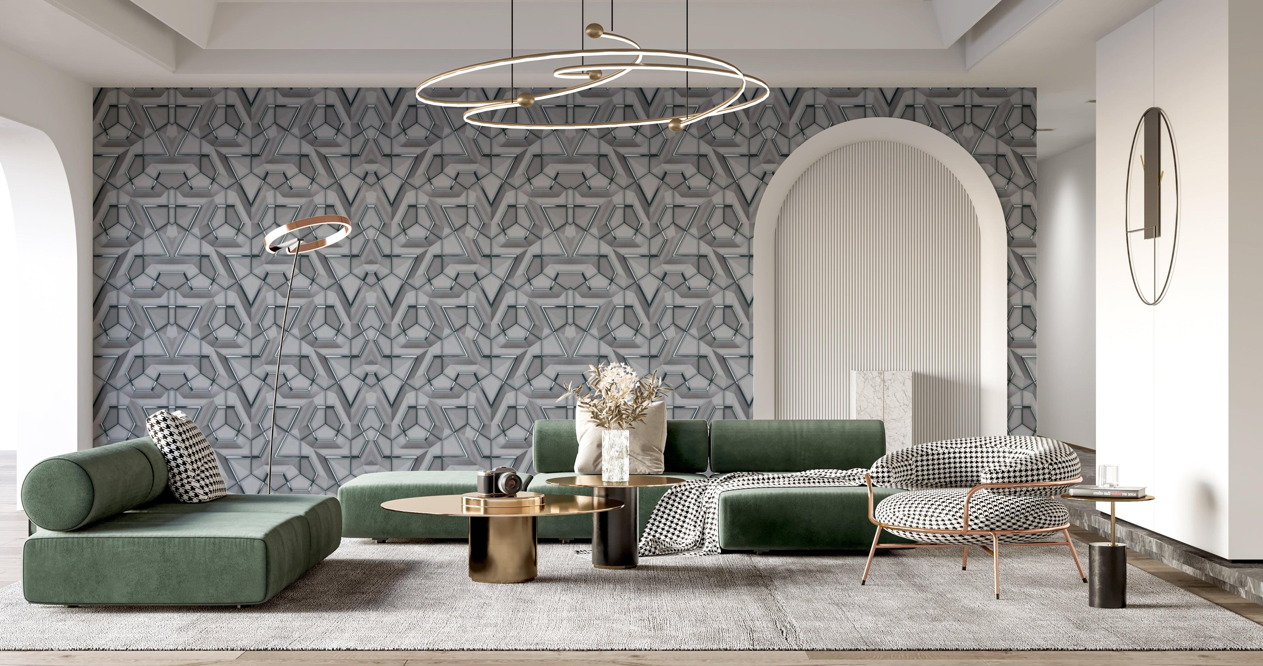 3D Silver and Gray Geometric Waterproof Wallpaper - Northern Interiors