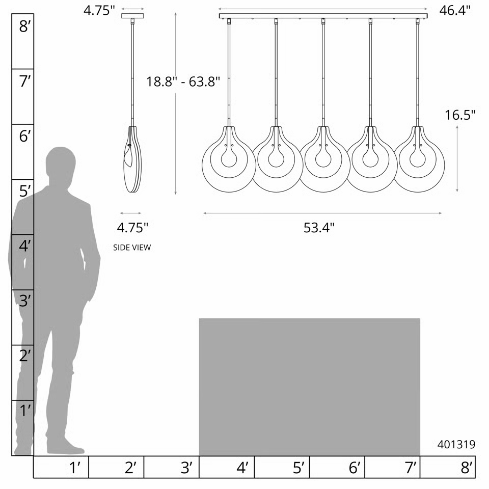 Veneto 5-Light Linear Pendant Chandelier