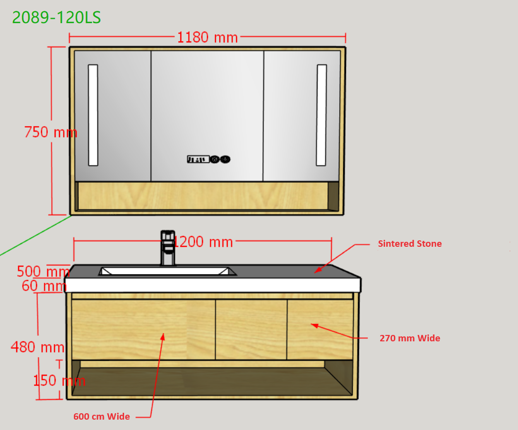 ROSINA Wall Mount Bathroom Vanity & LED Mirror Cabinet