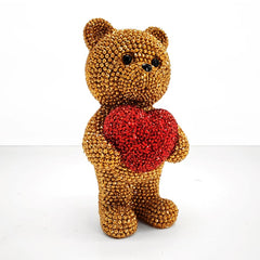 TEDDY BEAR HOLDING HEART Figurine Decoration
