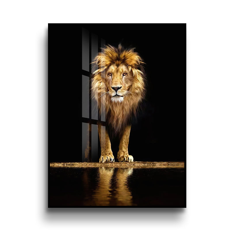 Majestic Lion Crystal Porcelain Framed Print Wall Art