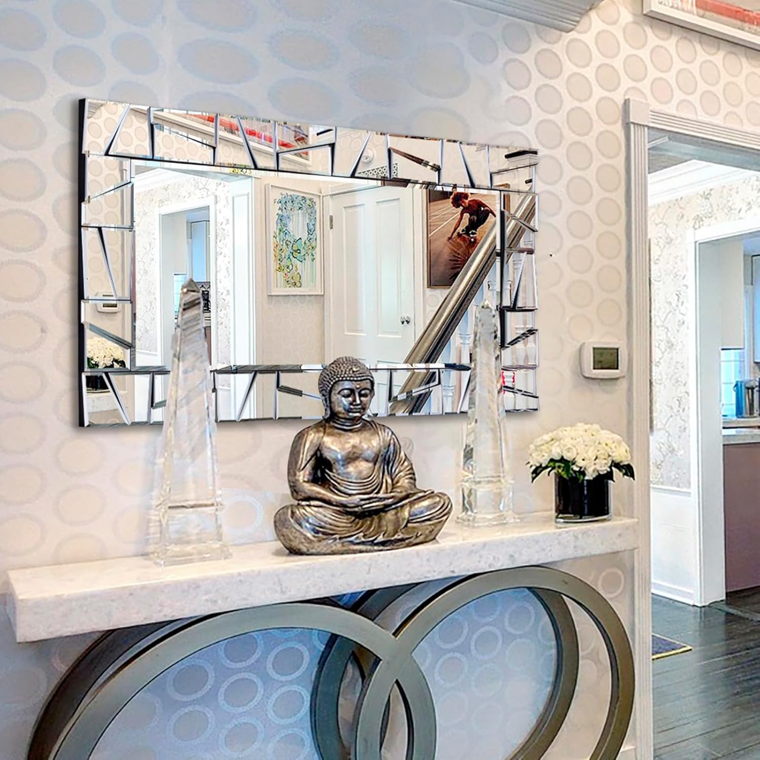 Modern Chrome Rectangular Decorative Mirror