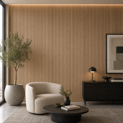 Acoustic Wood Slatwall Panel with Grey Felt