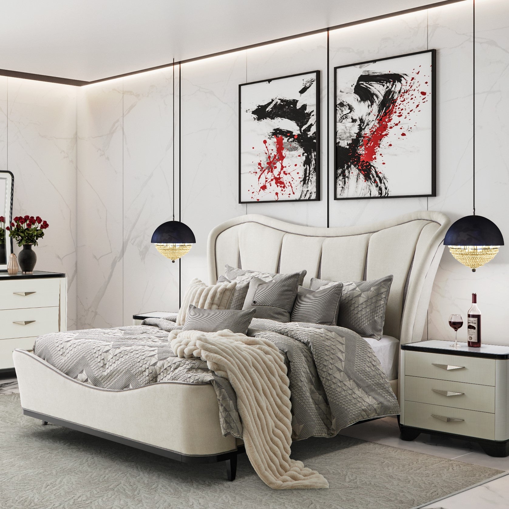 Tuxedo Upholstered Bed