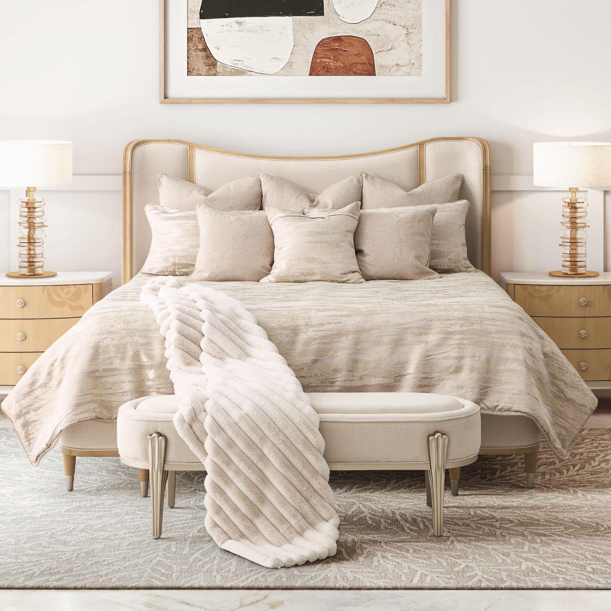 Camellia Field Upholstered Bed