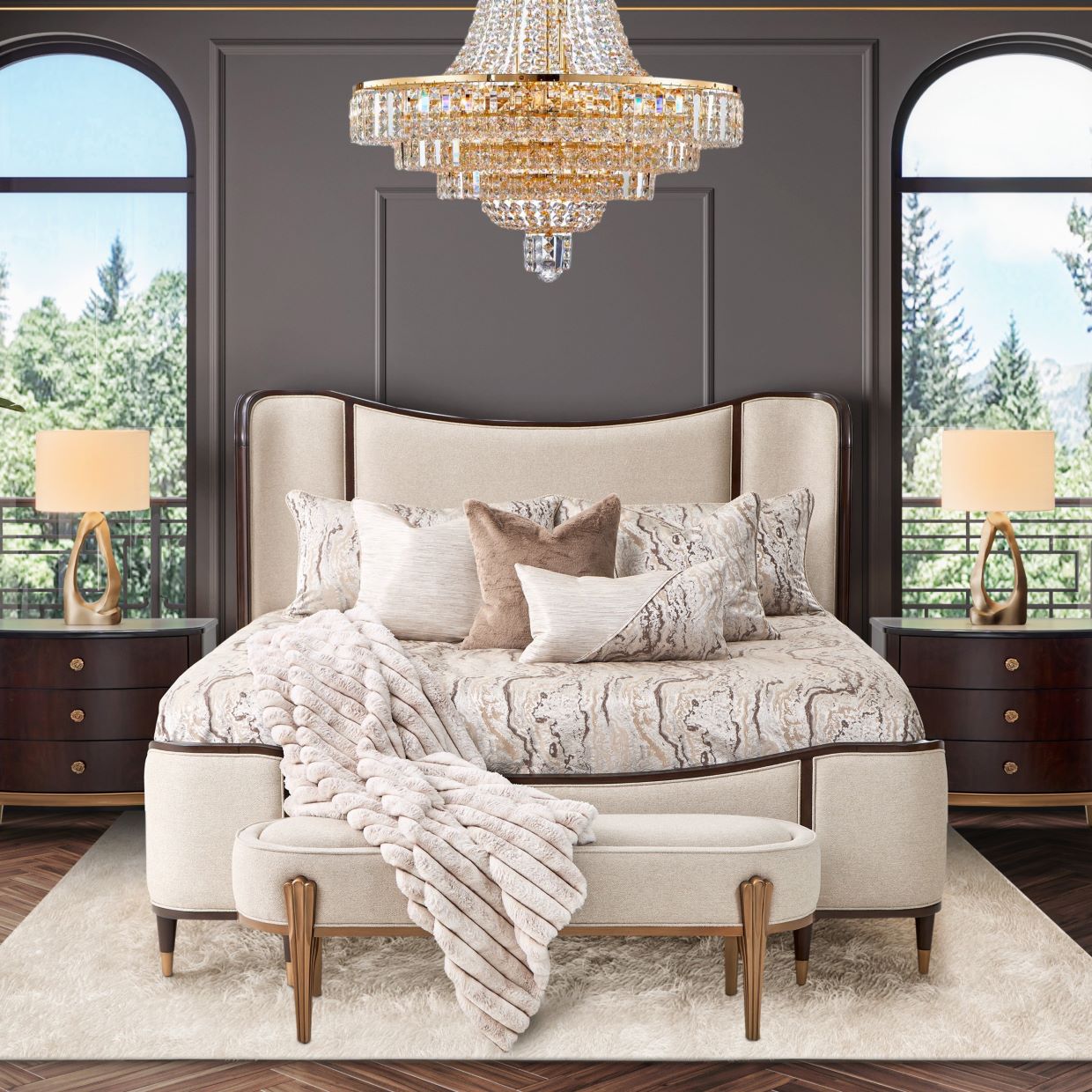 Camellia Field Upholstered Bed