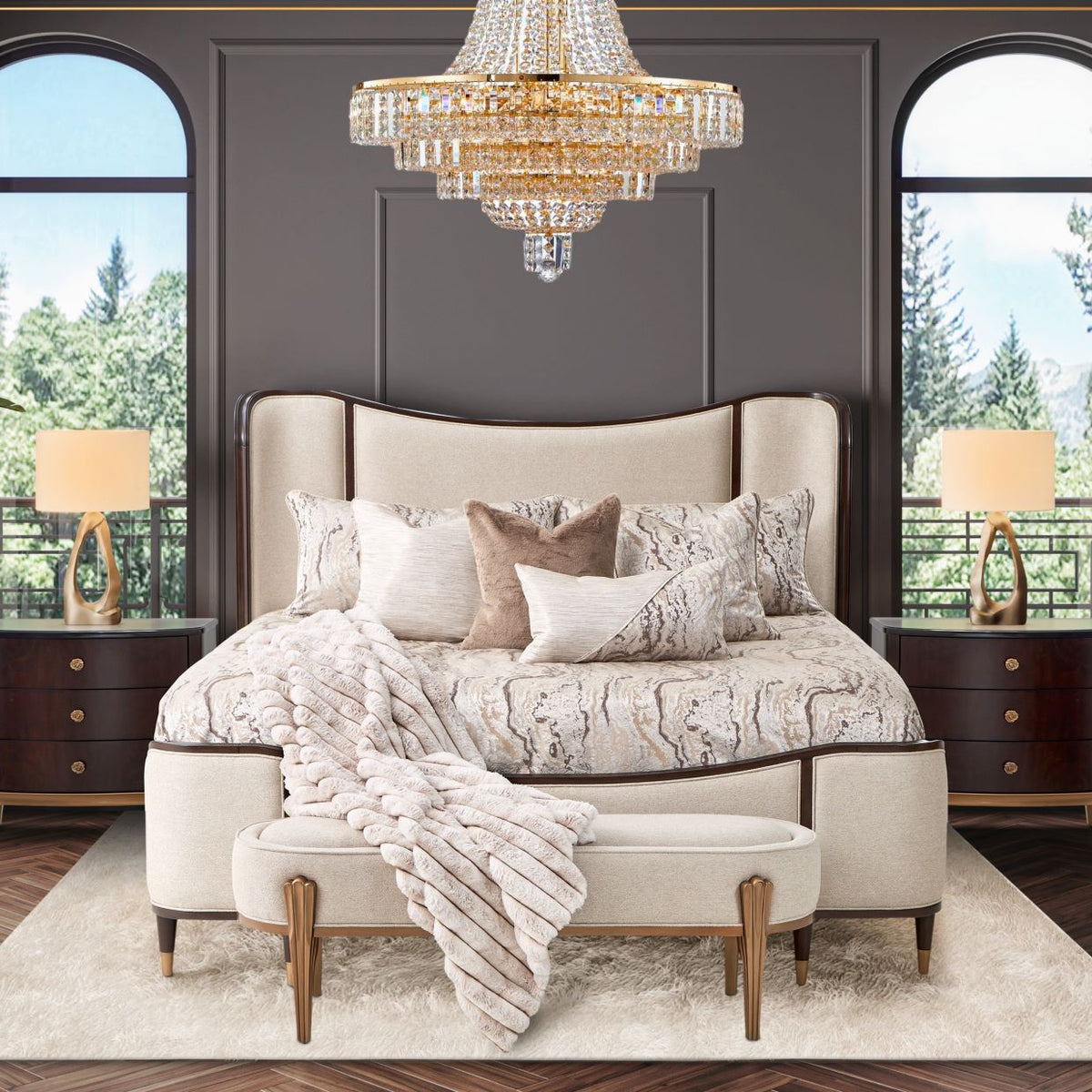 Camellia Field Upholstered Bed