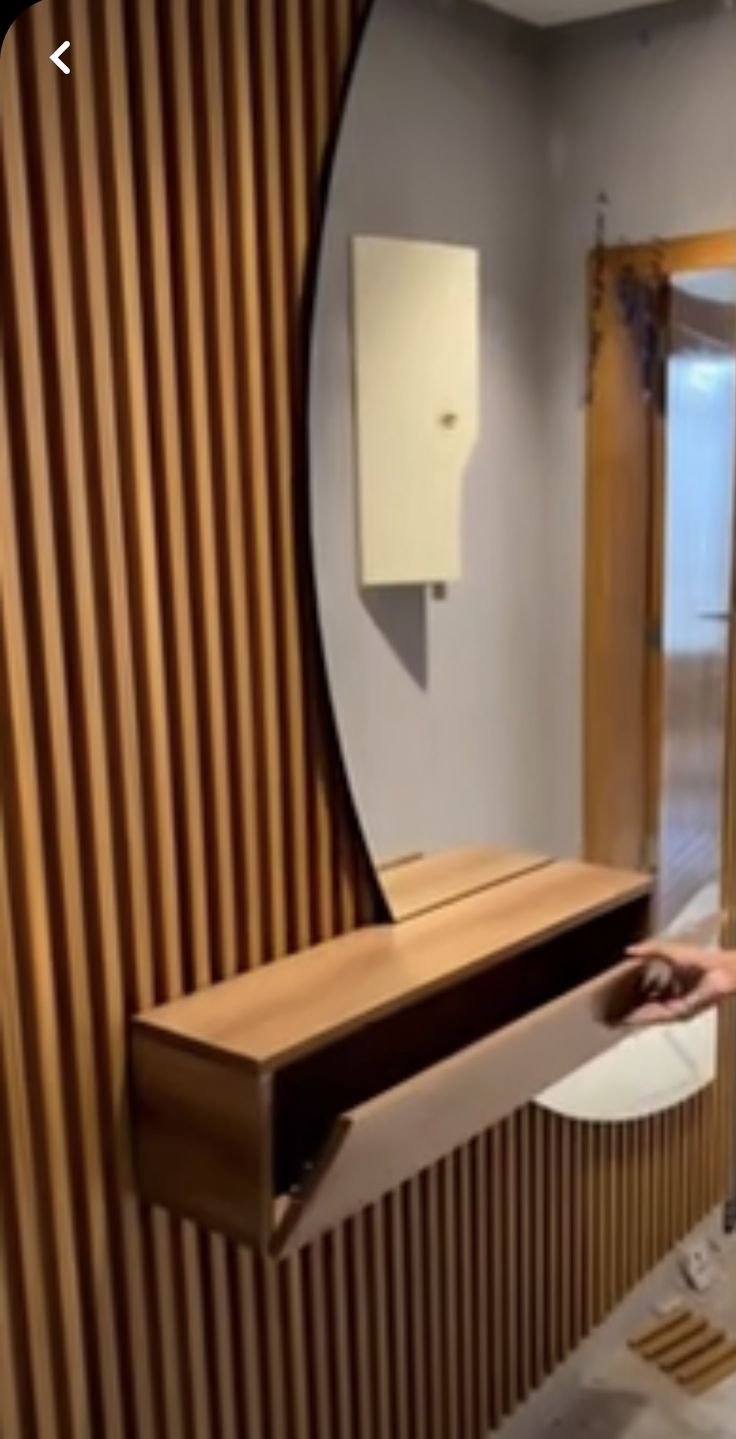 Walnut Color Entry Floating Cabinet Shelf