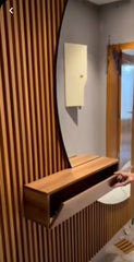 Walnut Color Entry Floating Cabinet Shelf