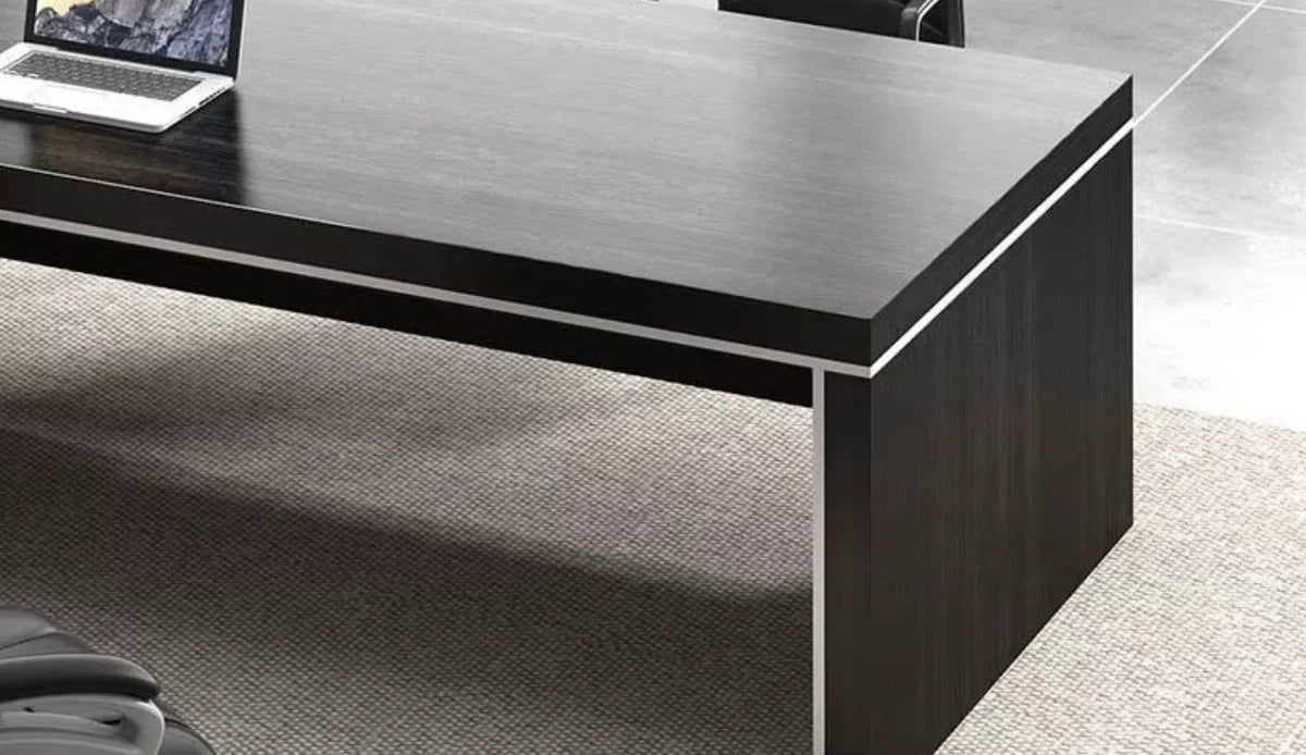 Black Executive Luxury Office Desk with Display Shelves
