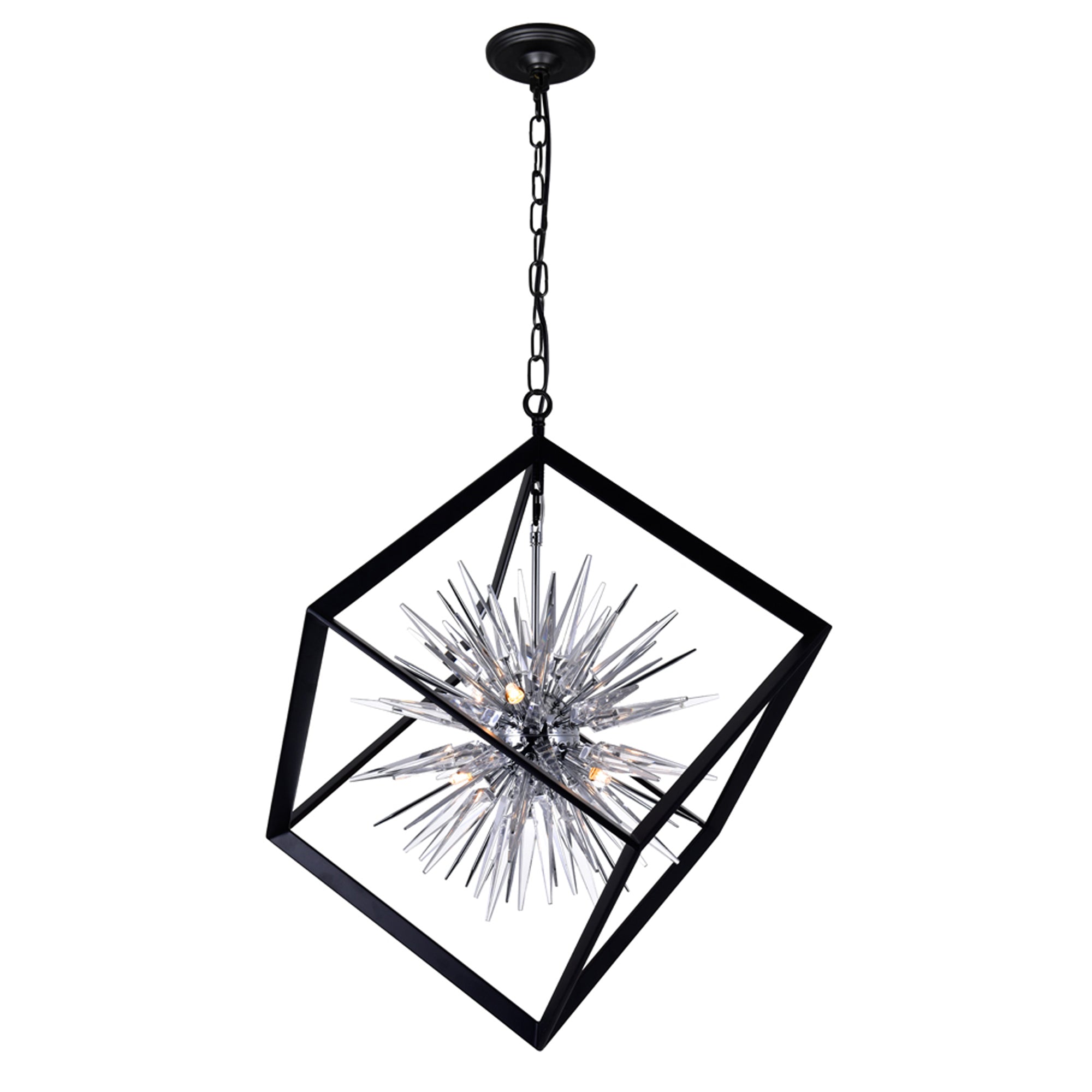 Starburst Light Chandelier With Chrome & Black Finish