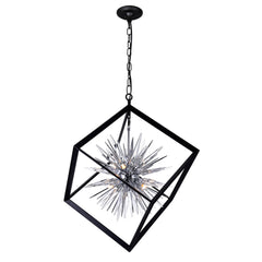 Starburst Light Chandelier With Chrome & Black Finish