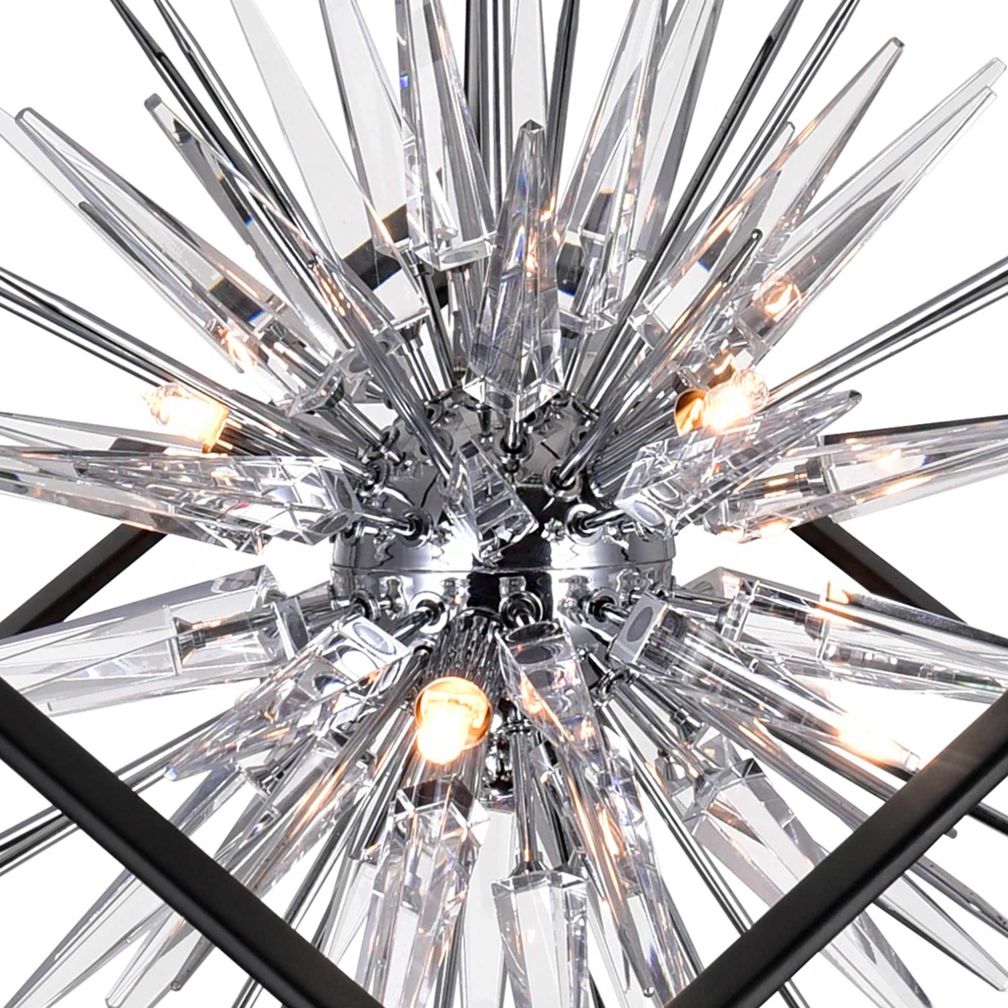 Starburst Light Chandelier With Chrome & Black Finish