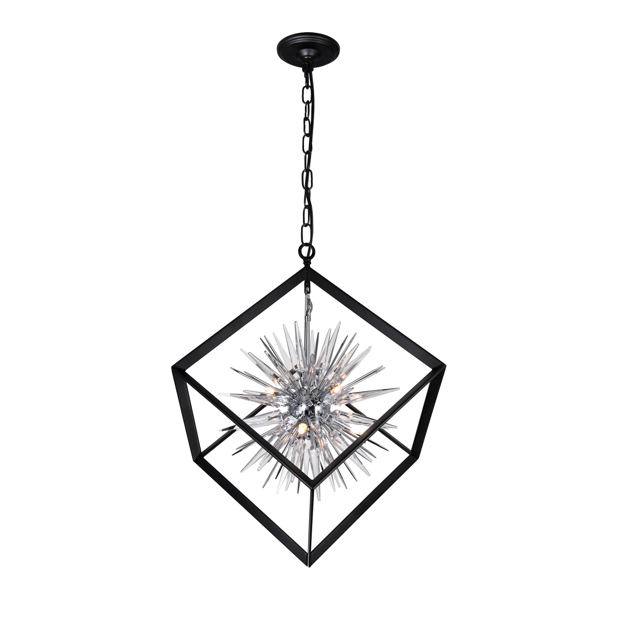 Starburst Light Chandelier With Chrome & Black Finish