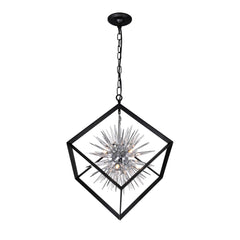 Starburst Light Chandelier With Chrome & Black Finish