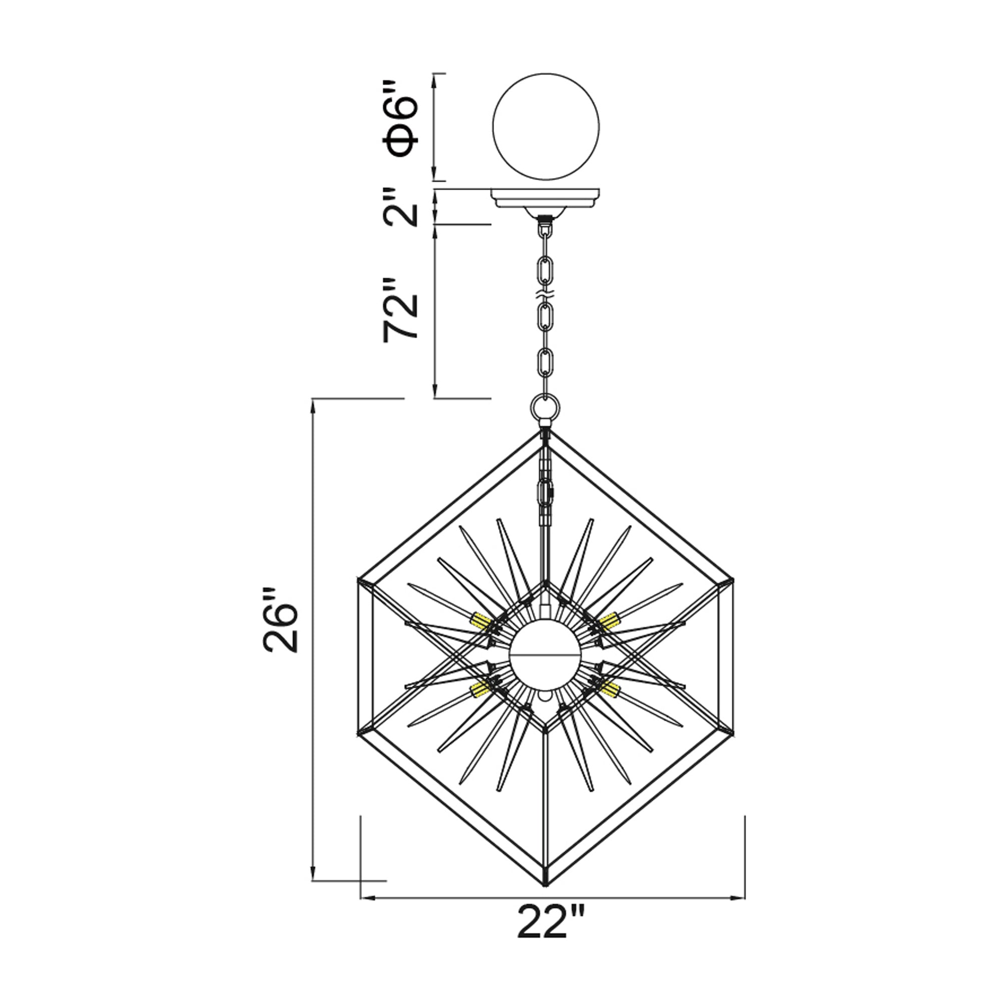 Starburst Light Chandelier With Chrome & Black Finish
