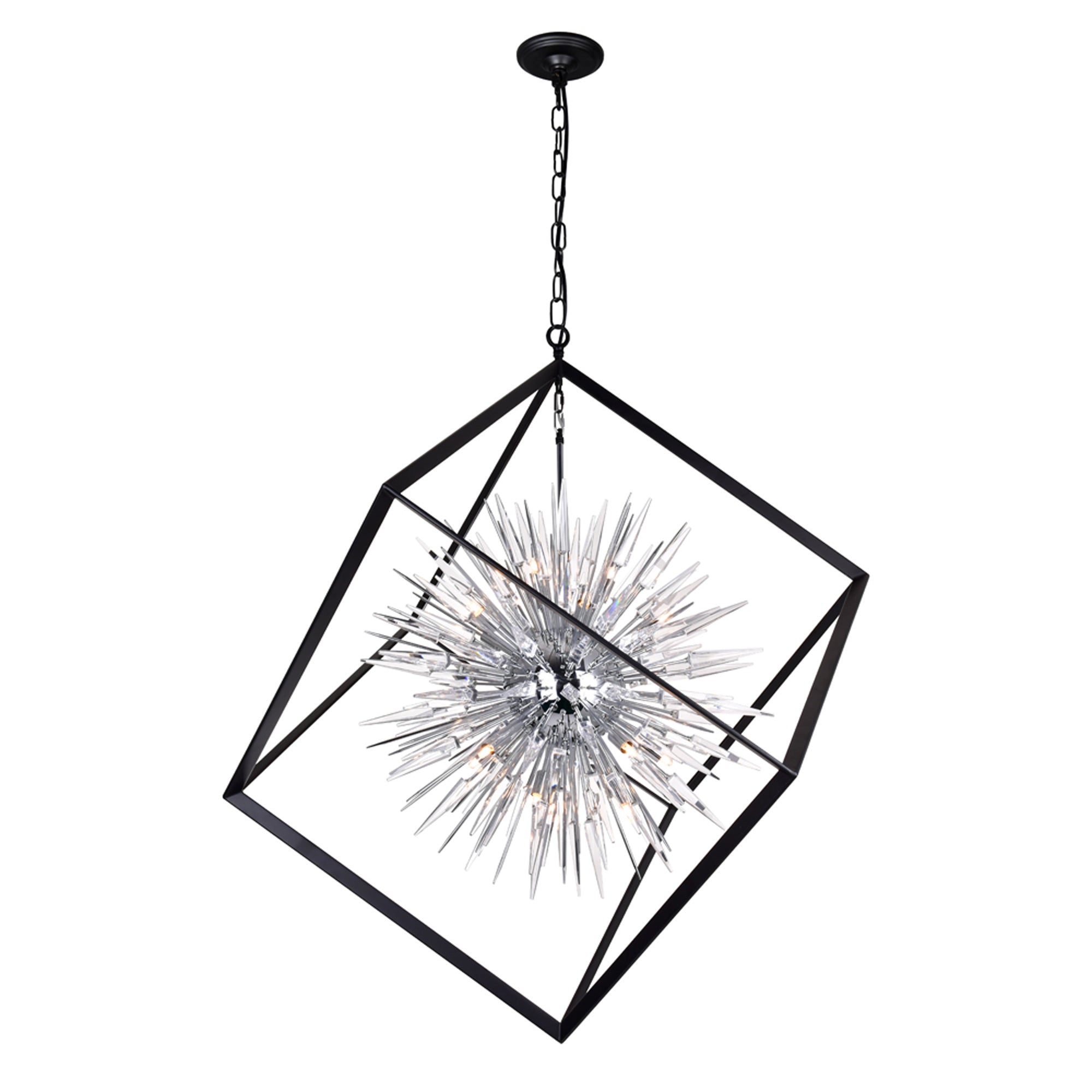 Starburst Light Chandelier With Chrome & Black Finish