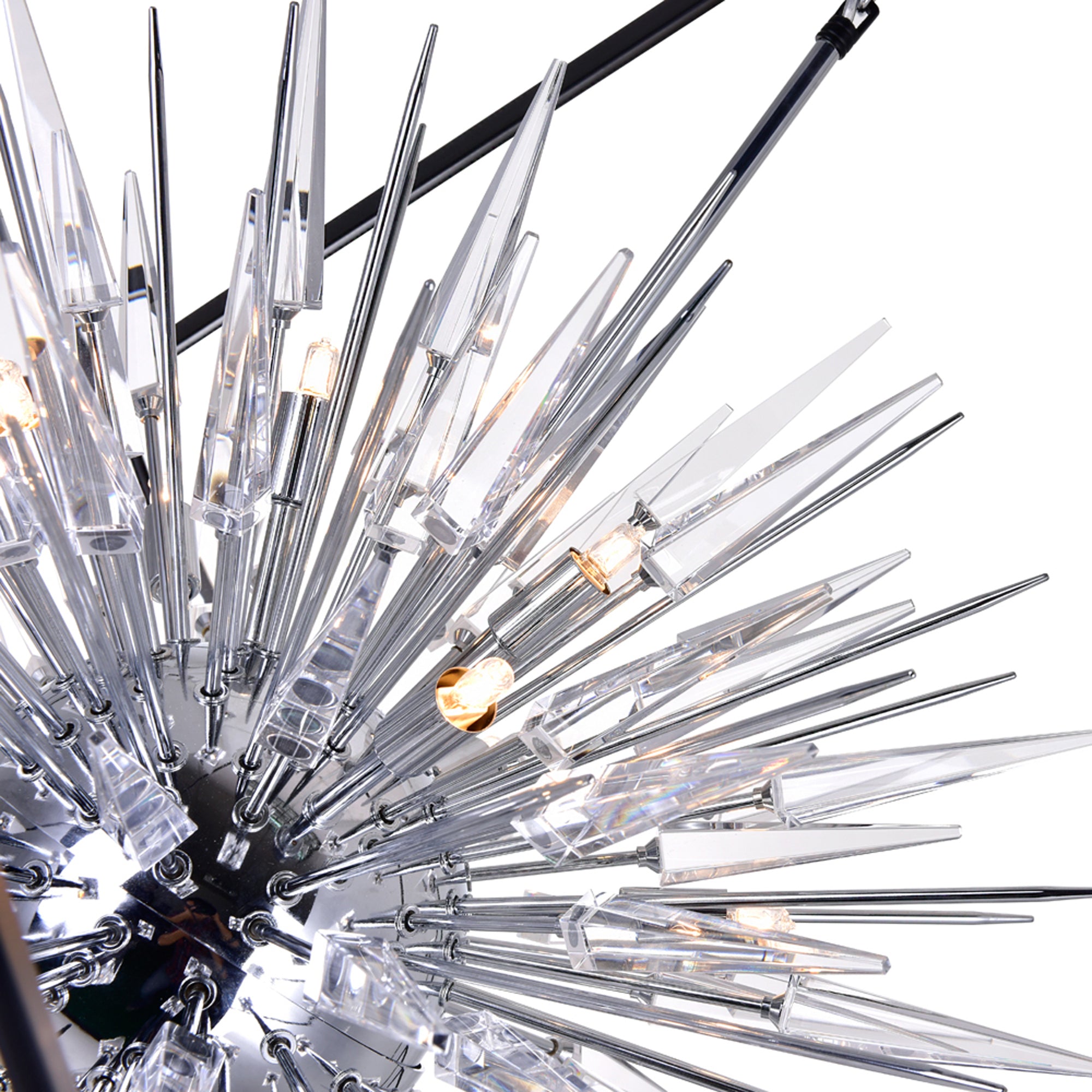 Starburst Light Chandelier With Chrome & Black Finish