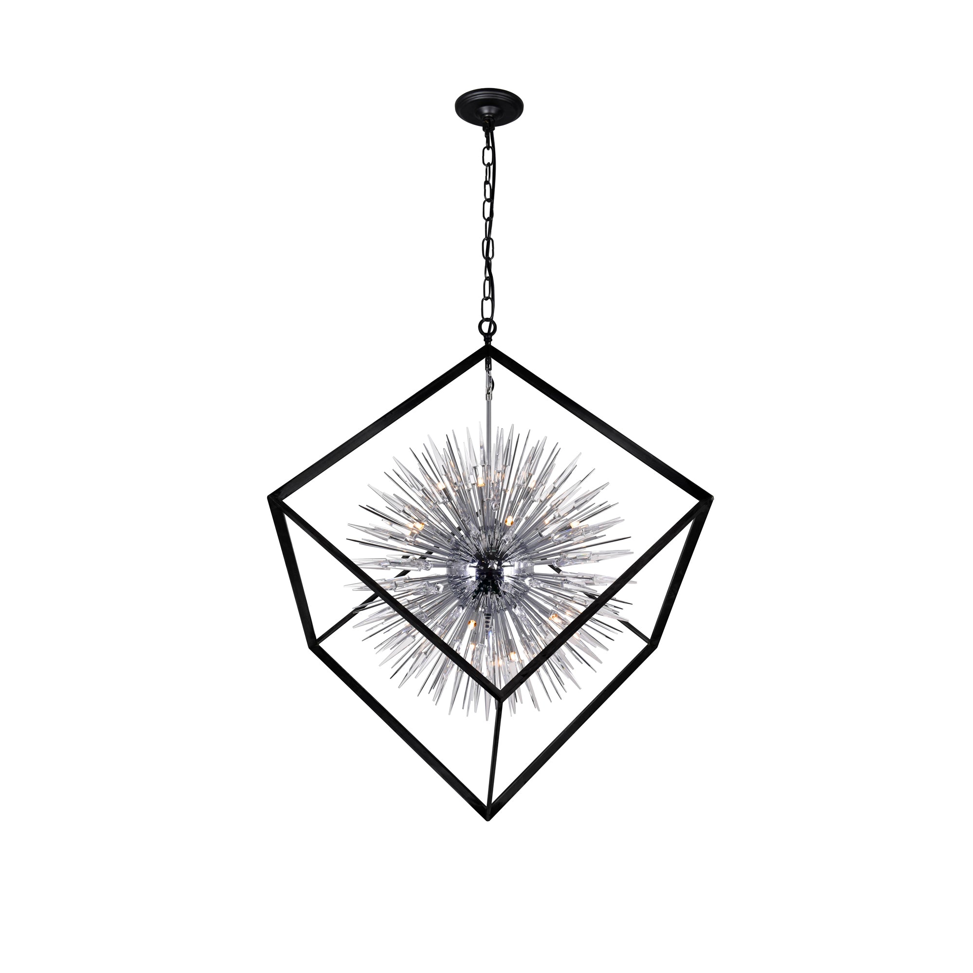 Starburst Light Chandelier With Chrome & Black Finish