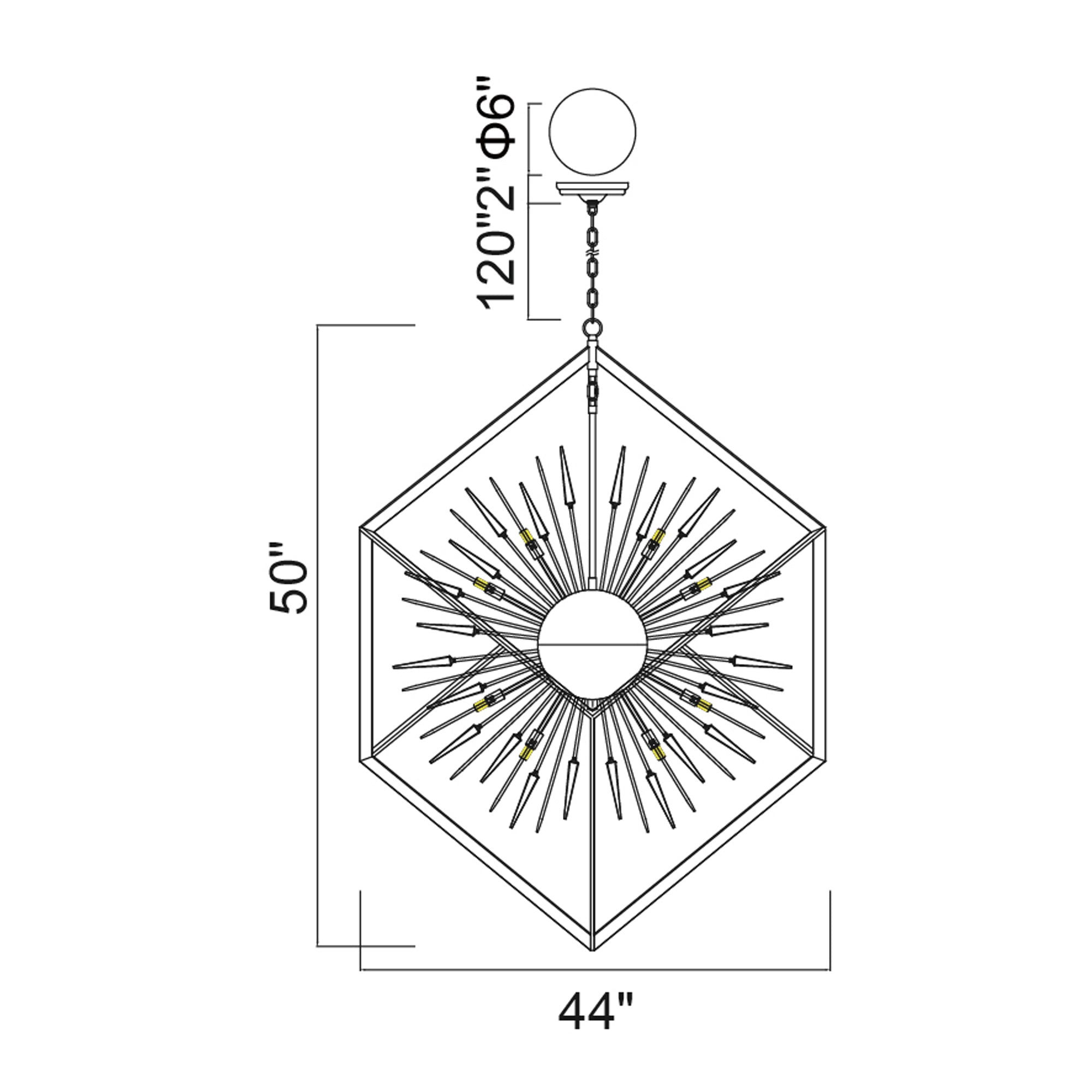 Starburst Light Chandelier With Chrome & Black Finish