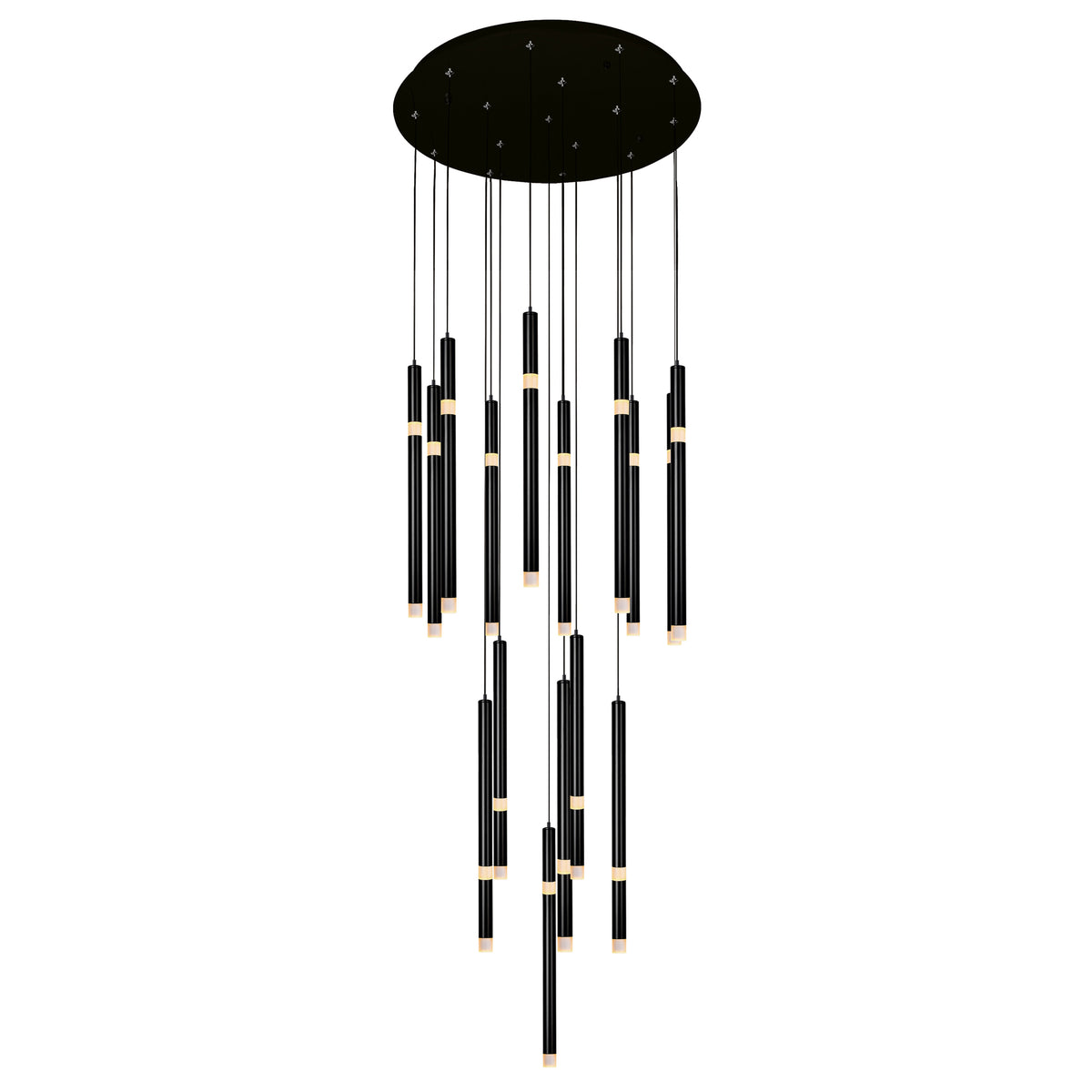Flute LED Chandelier With Black Finish