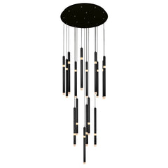 Flute LED Chandelier With Black Finish