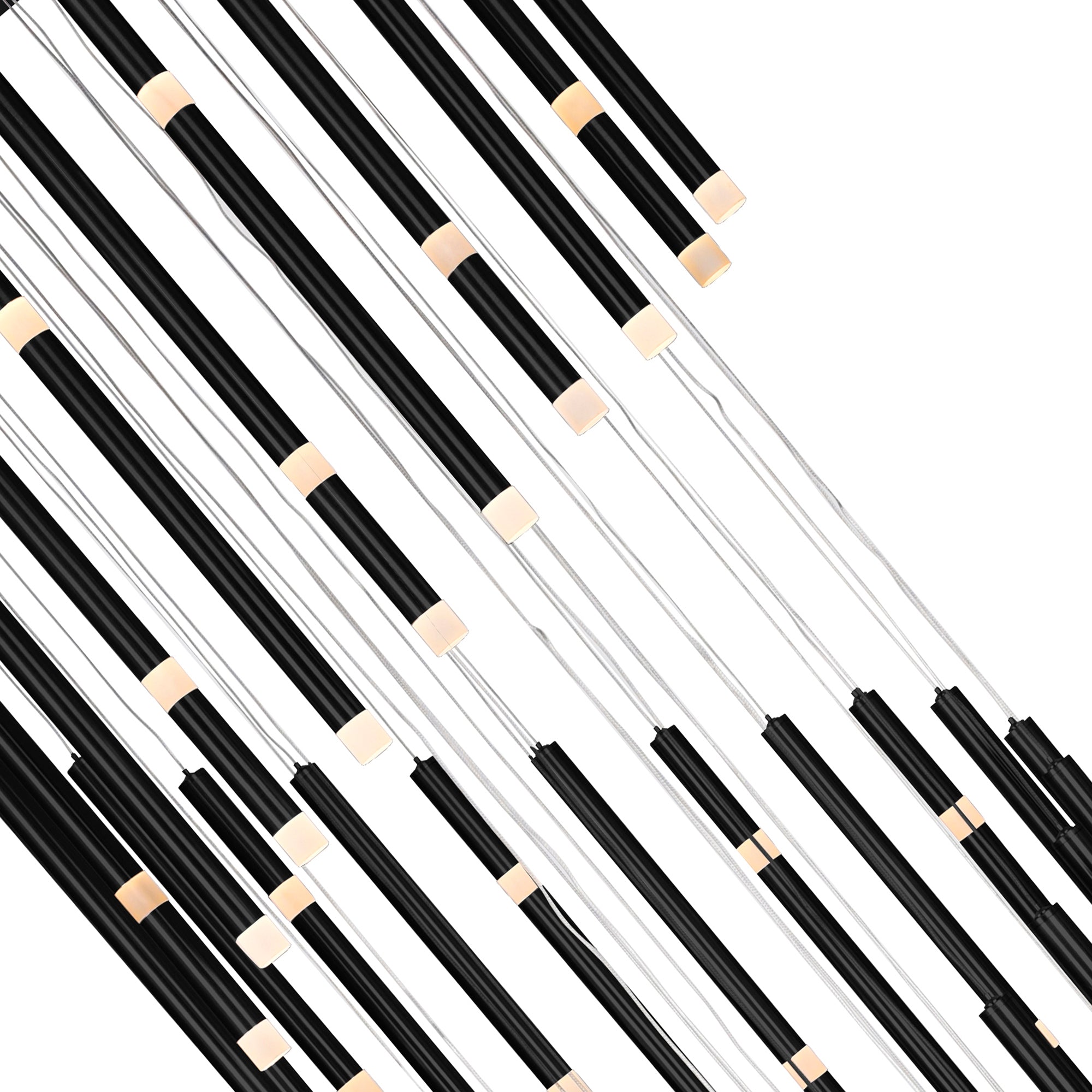 Flute LED Chandelier With Black Finish