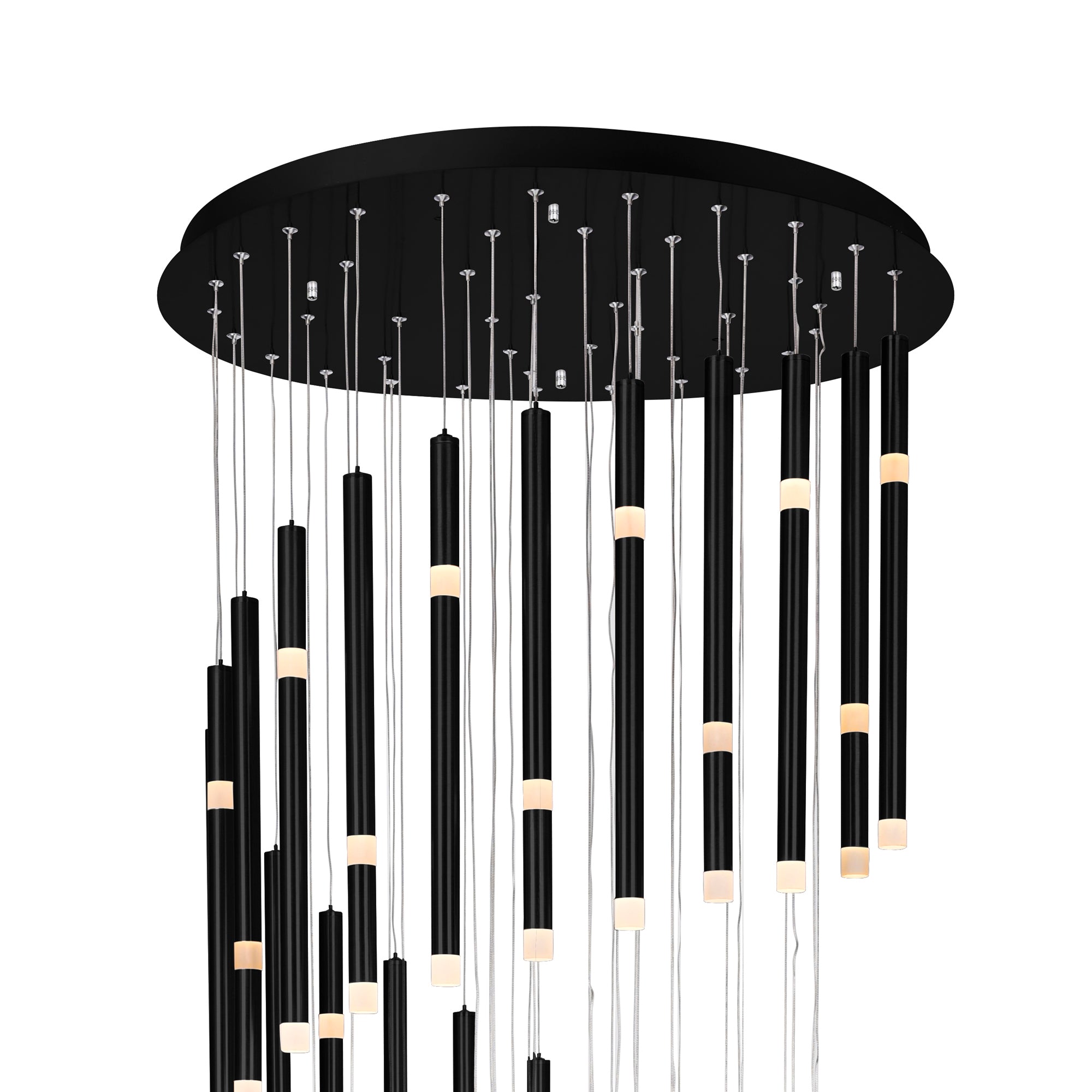 Flute LED Chandelier With Black Finish