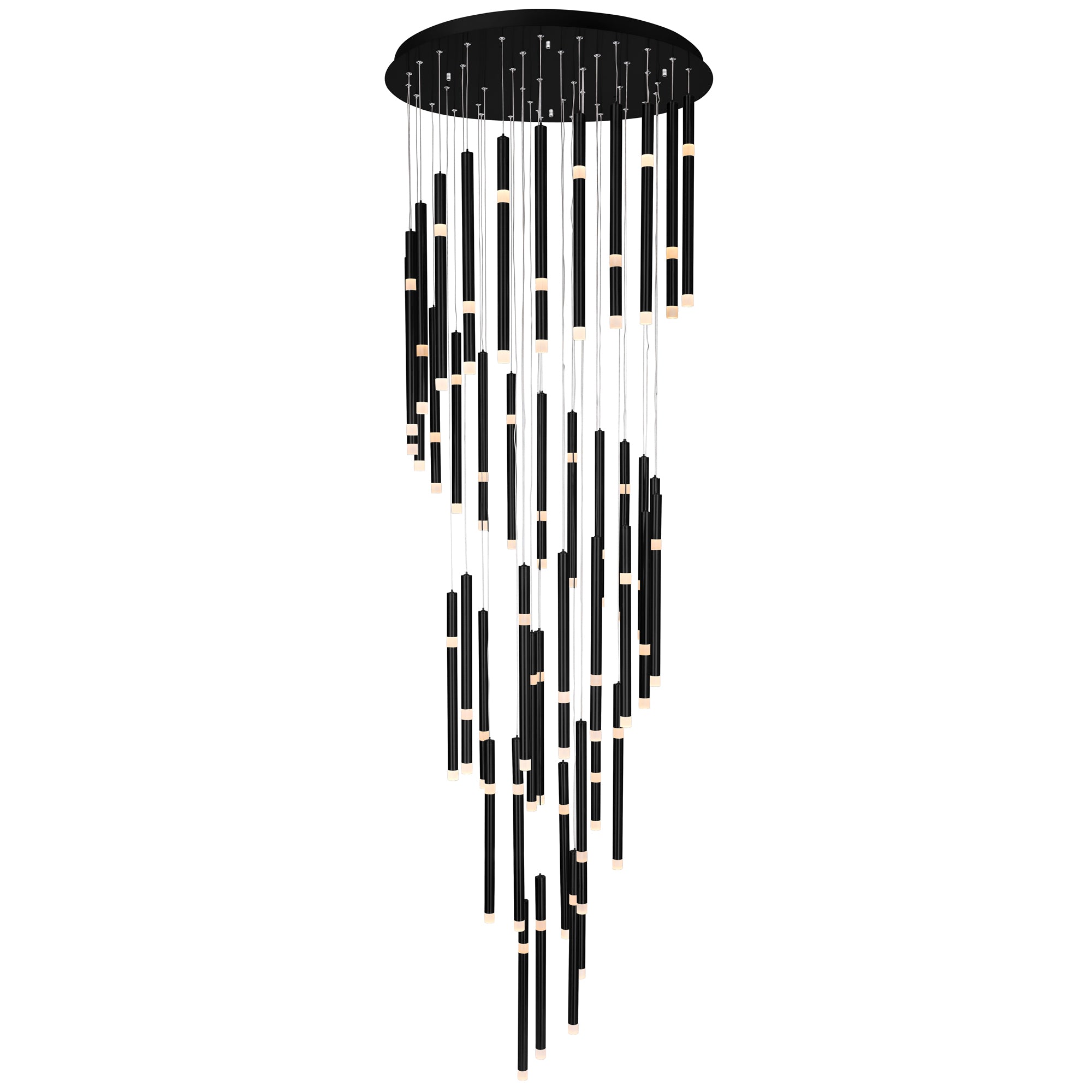 Flute LED Chandelier With Black Finish