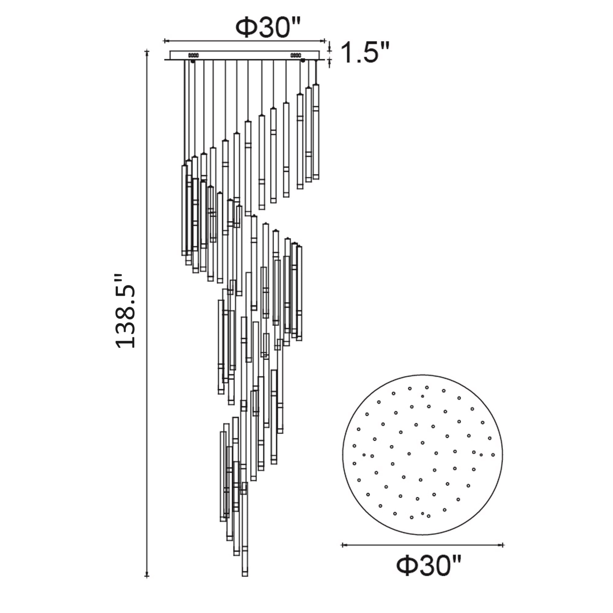 Flute LED Chandelier With Black Finish