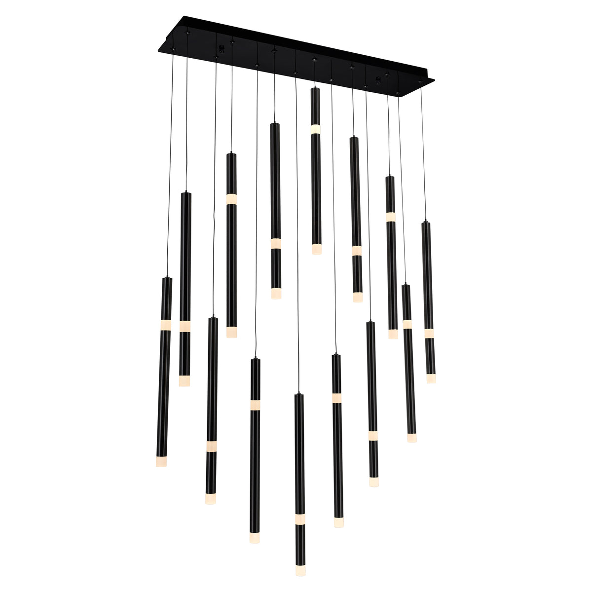 Flute 14 Light LED Chandelier With Black Finish