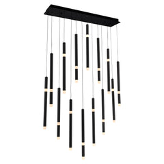 Flute 14 Light LED Chandelier With Black Finish